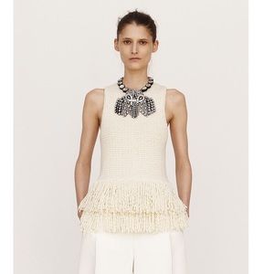 CELINE KNIT TANK SWEATER WITH FRINGE RESORT 2015